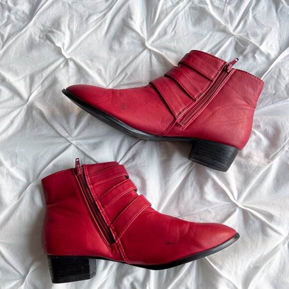 Forever 21 Red Studded Moto Boots – Size 8 - Picture 7 of 8